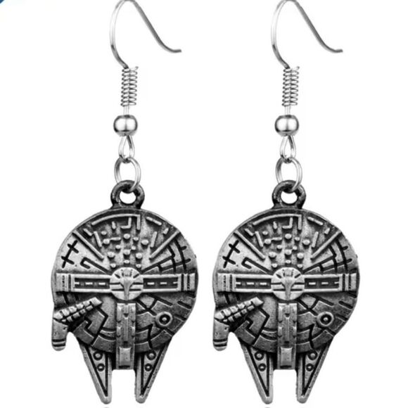 Star Wars Millennium Falcon Gun Metal Drop Earrings - Picture 2 of 5